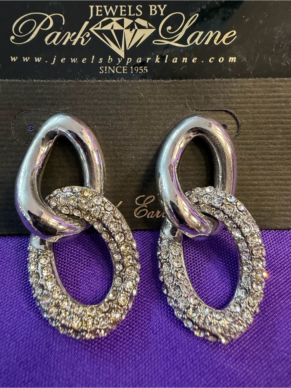 Park Lane Interlocking Crystal Link Earrings NWT